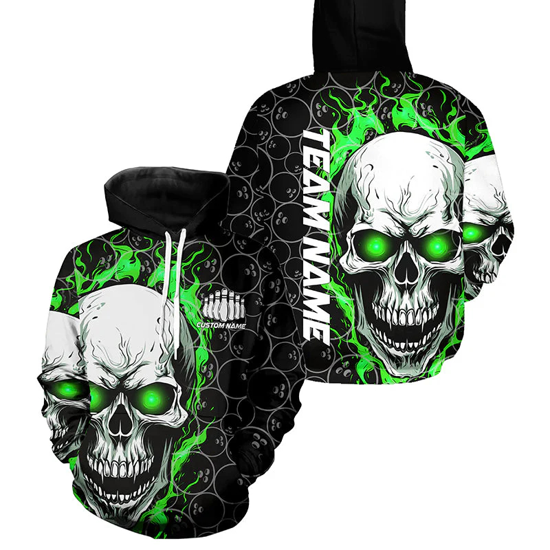 Street Fashion Name - Trendy Skull Graphic Bowling Hoodies For