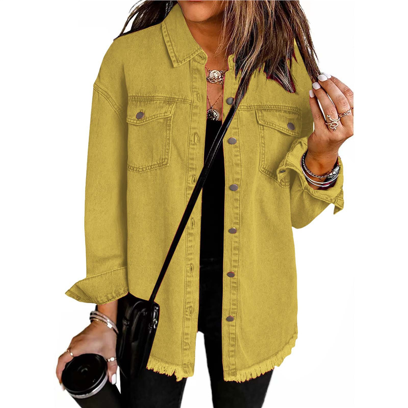 Street Fashion Europe - Women's Washed Denim Shirt Jacket Personalized