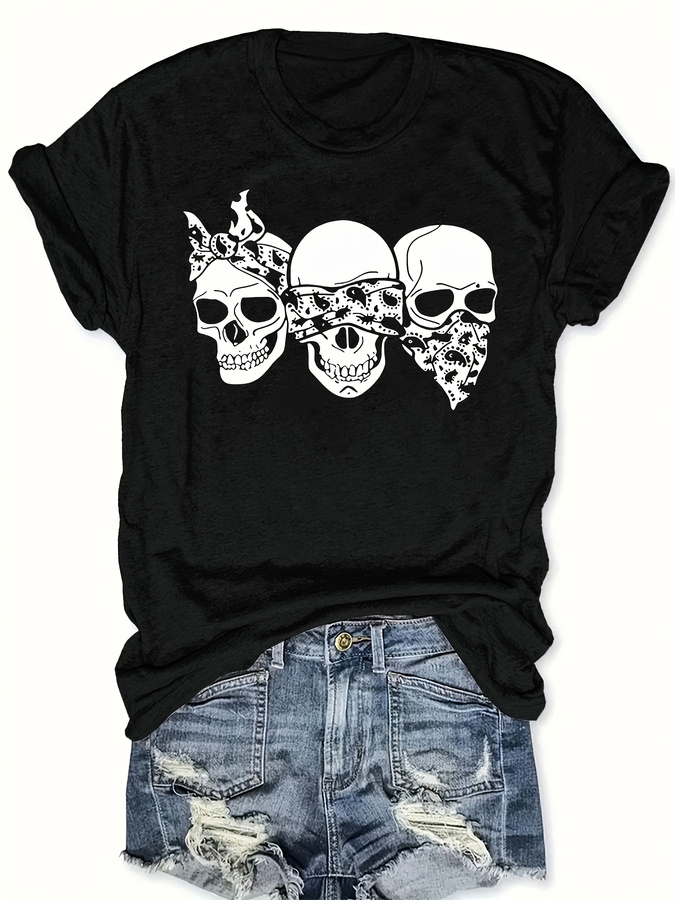 Street Fashion Trends 2026 - Happy Cartoon Skull T-Shirt, Loose Fit,