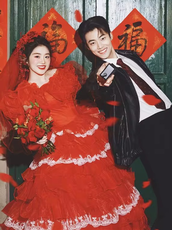 Red Vintage Street Style Weddi - Street Fashion Photographers review and price
