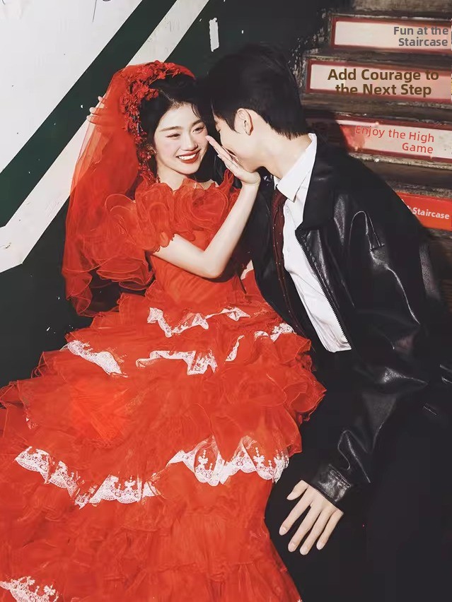 Red Vintage Street Style Weddi - Street Fashion Photographers review and price