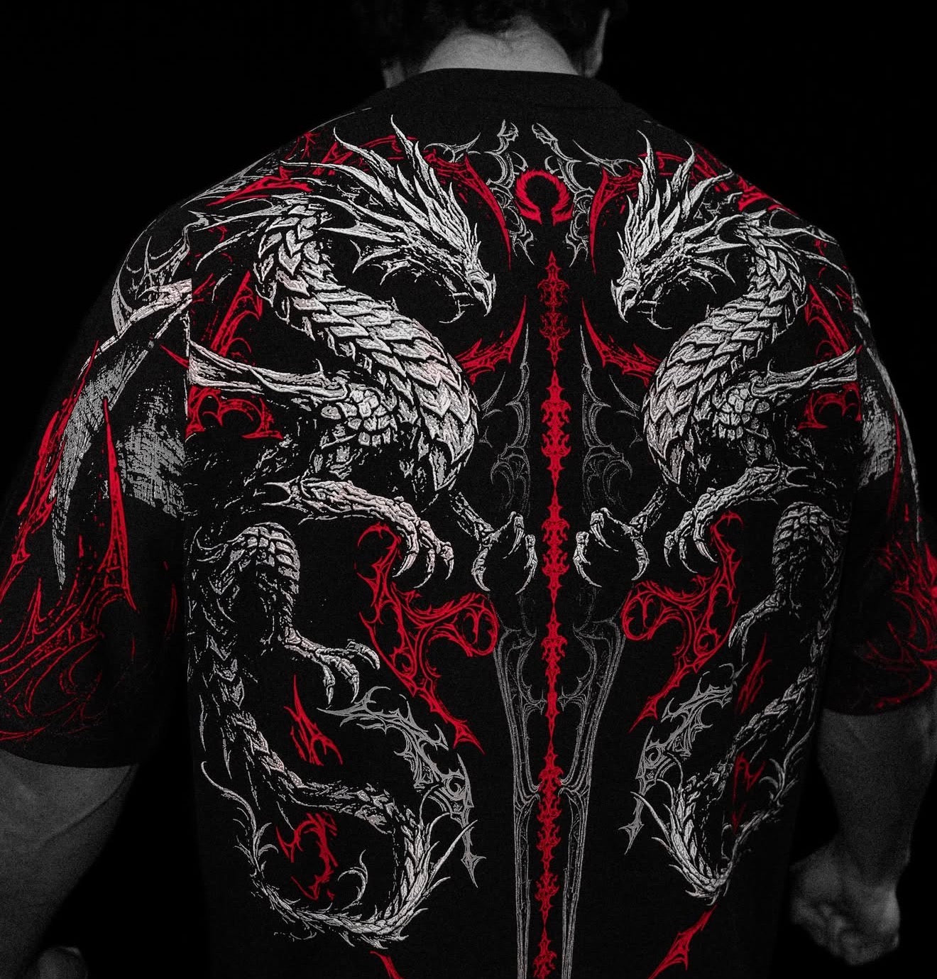 Men's Double Dragon Pattern T- - Street Fashion Clothing review and price