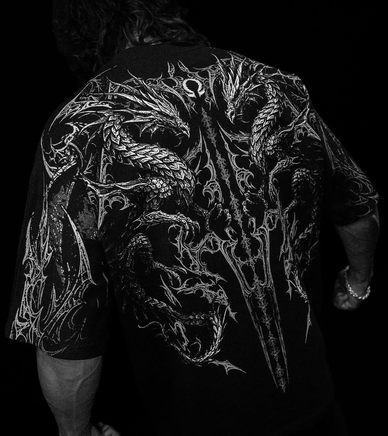 Men's Double Dragon Pattern T- - Street Fashion Clothing review and price